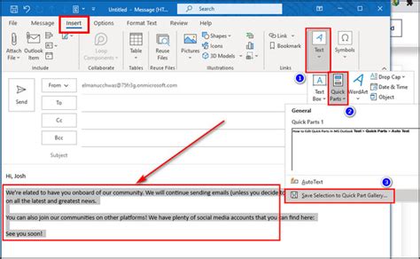 quick text in outlook.